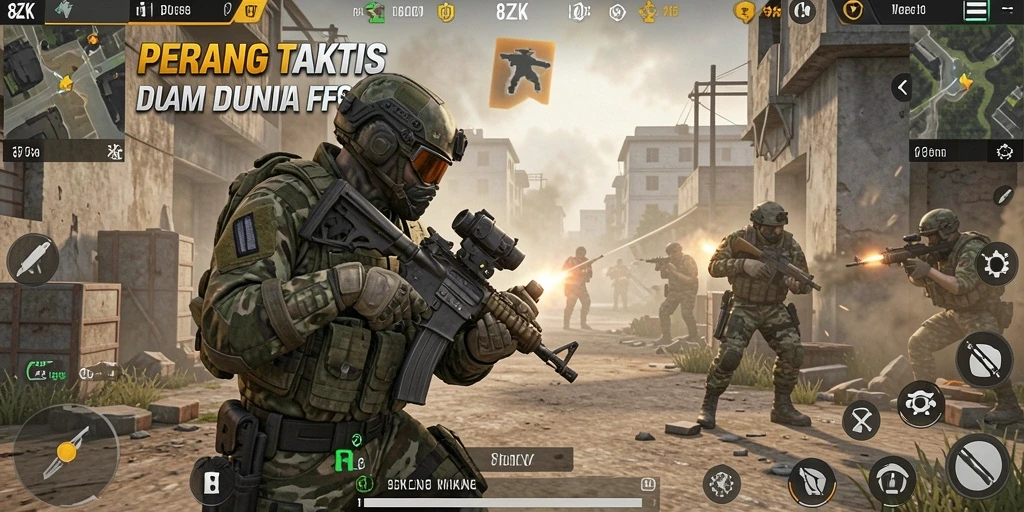 Tampilan aksi seru dalam gameplay 8ZK yang mendebarkan.
