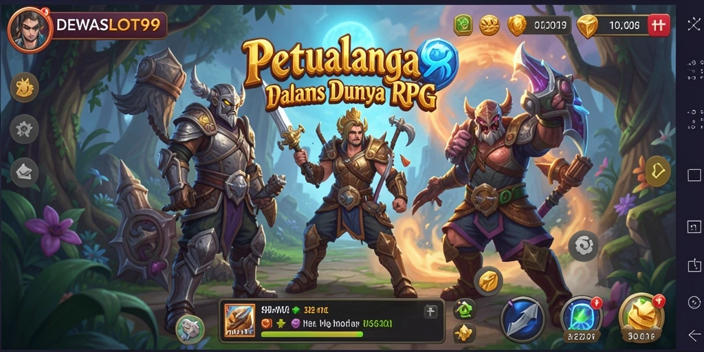 Screenshot gameplay DEWASLOT99 menampilkan pertarungan seru dalam dunia RPG.