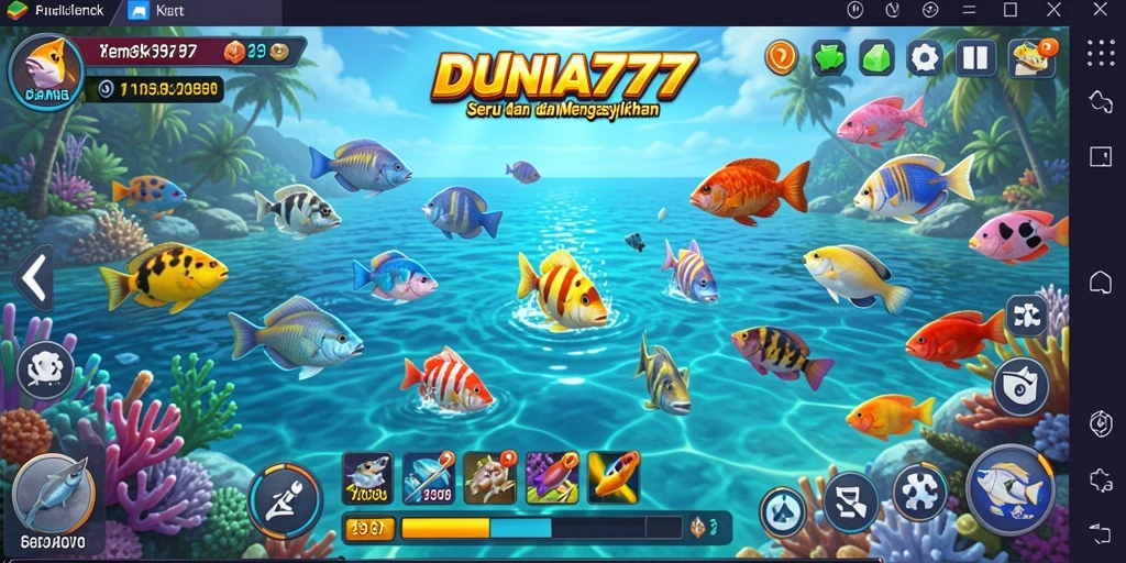 Screenshot DUNIA777 menampilkan aksi seru saat menembak ikan.