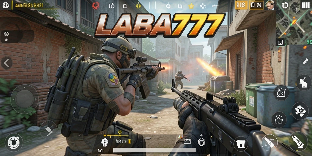 Tampilan gameplay LABA777 yang menampilkan aksi seru di medan perang.