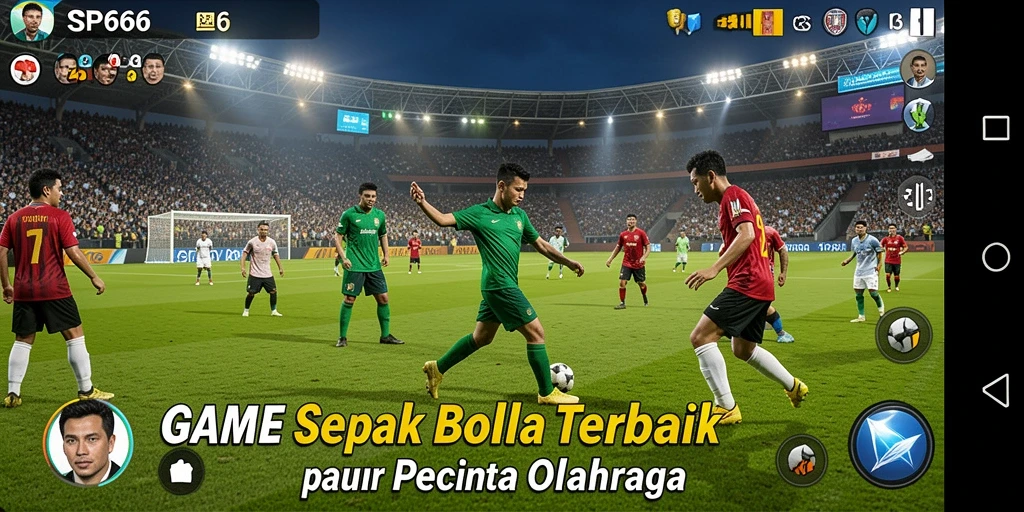 Tampilan gameplay SP666 dengan aksi sepak bola mendebarkan.