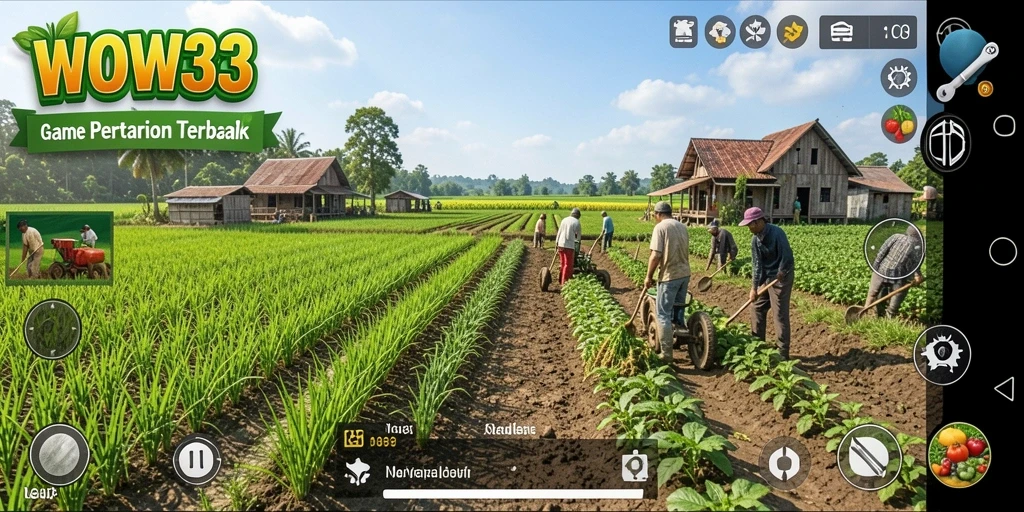 Tampilan gameplay WOW33 menampilkan aktivitas bertani yang seru dan interaktif.